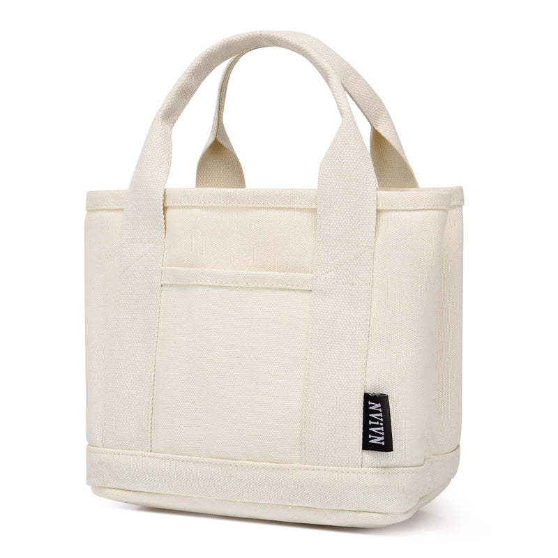 Canvas Lunch Bag Multi-Pocket Women Canvas Handbag Bento Pouch for School Office Canvas Lunch Bag Multi-Pocket Women Canvas Handbag Bento Pouch for School Office
